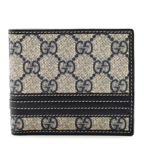 Gucci Gg Supreme Monogram Web Bifold Wallet Navy 